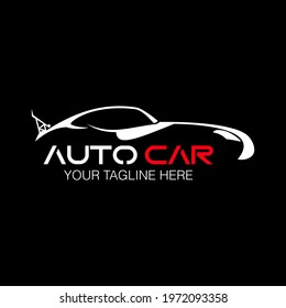 Auto Car Black White Vector Logo Template