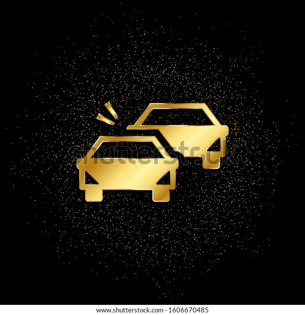 Auto, car collision gold, icon. Vector\
illustration of golden particle\
background