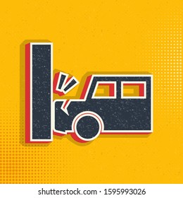 Auto, car, collision, hit pop art, retro icon