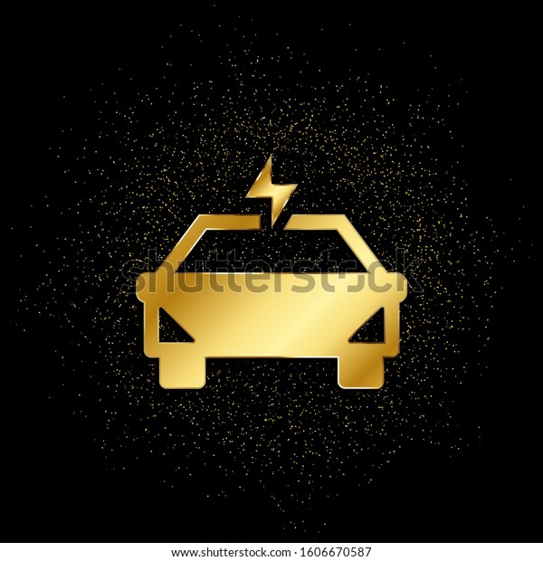 Auto, car, compensation, direct gold,\
icon. Vector illustration of golden particle\
background