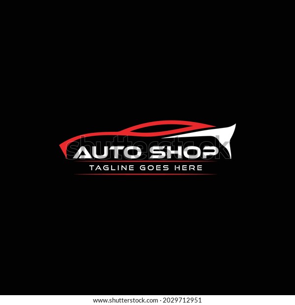 Auto car dealer logo design with concept sports\
car icon silhouette on black background. Vector illustration.\
sports car logo vector.
