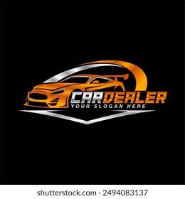 auto car dealership logo emblem silhouette icon design template automotive,sport car showroom garage vector illustration on black background