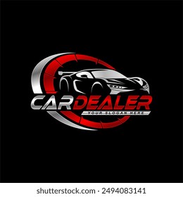 auto car dealership logo emblem silhouette icon design template automotive,sport car showroom garage vector illustration on black background