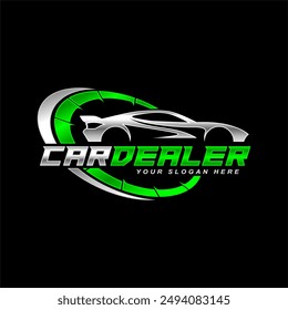 auto car dealership logo emblem silhouette icon design template automotive,sport car showroom garage vector illustration on black background