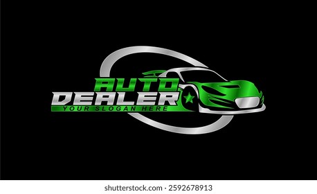 auto car dealership logo emblem silhouette icon design template automotive,sport car showroom garage vector illustration on black background