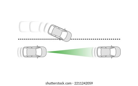 Auto Car Detector System Icon. Forward Break Detector Vehicle Features. Danger Moment Sign. Modern Sketch Drawing. Editable Line Icon.