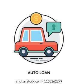 
Auto car having dollar coin over it and lock hole showing concept of auto loan 
