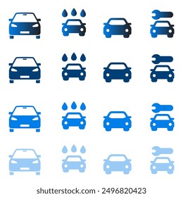 Auto Auto-Symbol-Set. Vektorgrafik, bunte Illustration auf weißem Hintergrund.