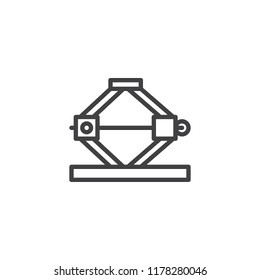 Auto car lifter outline icon. linear style sign for mobile concept and web design. jack screw simple line vector icon. Symbol, logo illustration. Pixel perfect vector graphics