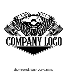 Auto Car Logo Badge With Piston And Engine Element