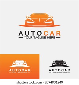Auto car logo design with concept sports car vehicle icon silhouette.Vector illustration design template.