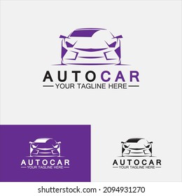 Auto car logo design with concept sports car vehicle icon silhouette.Vector illustration design template.