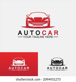 Auto car logo design with concept sports car vehicle icon silhouette.Vector illustration design template.