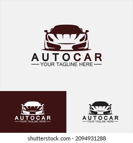Auto car logo design with concept sports car vehicle icon silhouette.Vector illustration design template.