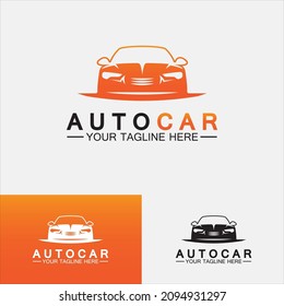 Auto car logo design with concept sports car vehicle icon silhouette.Vector illustration design template.