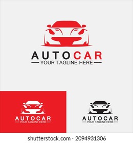 Auto car logo design with concept sports car vehicle icon silhouette.Vector illustration design template.