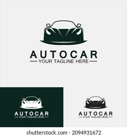 Auto car logo design with concept sports car vehicle icon silhouette.Vector illustration design template.