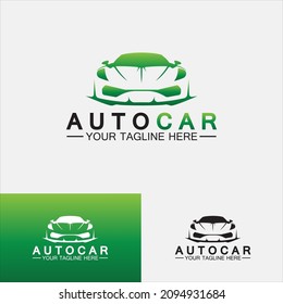 Auto car logo design with concept sports car vehicle icon silhouette.Vector illustration design template.
