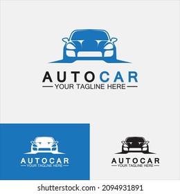 Auto car logo design with concept sports car vehicle icon silhouette.Vector illustration design template.