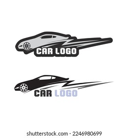 Auto car logo design with concept sports car vehicle icon silhouette.Vector illustration design template.