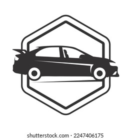 Diseño de logotipo de coche automático con silueta de icono de vehículo deportivo de concepto.Plantilla de diseño de ilustración de vector.