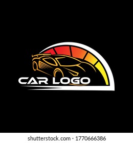 Icono de logotipo de auto Ilustración vectorial. Diseño de silueta de icono del logotipo del vector del vehículo deportivo moderno. Ilustración vectorial del logotipo del automóvil para reparación de coches, concesionario, garaje y servicio.