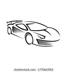 Vorlage für Vektorgrafik-Symbol des Auto Car-Logos. Modernes Sport Car Vektorlogo Symbol Silhouette Design. Auto Car Logo, Vektorgrafik für die Reparatur, den Händler, die Garage und den Service.