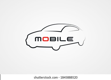 Auto Car Logo. Modern Sports Vehicle Icon Silhouette in Linear Style isolated on Light Grey Background. Flat Vector Logo Design Template Element.