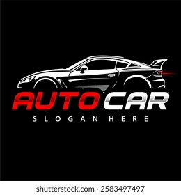 Auto car Logo Template vector icon white and red colors