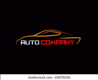 Auto car Logo Template vector icon Silver and red colors


