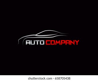 Auto car Logo Template vector icon Silver and red colors


