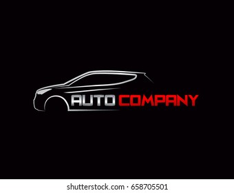 Auto car Logo Template vector icon Silver and red colors


