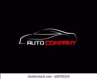 Auto car Logo Template vector icon Silver and red colors


