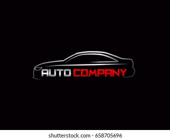 Auto car Logo Template vector icon Silver and red colors


