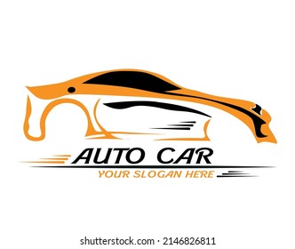 diseño vectorial del logotipo del auto en color naranja y negro
