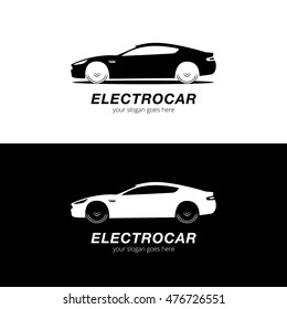 Auto Car logo vector silhouette. Automotive company logotype vector design concept with sports car silhouette - Black-White.