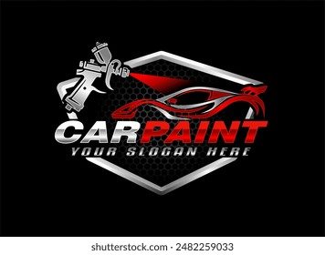 Auto-Auto-Farbe-Logo-Grafik-Vektorillustration-Emblem mit modernem Design-Geschäft isoliert auf schwarzem Hintergrund