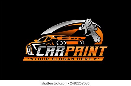 Auto-Auto-Farbe-Logo-Grafik-Vektorillustration-Emblem mit modernem Design-Geschäft isoliert auf schwarzem Hintergrund