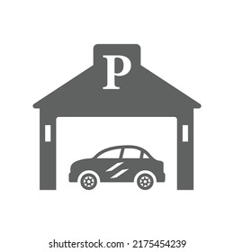 Auto, auto, icono de estacionamiento. Gráficos vectoriales grises.