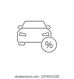 Auto, car percent, sale line vector icon