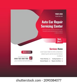 Auto and Car Repair Servicing Center Social Media Post Or Square Flyer  Post Banner Template