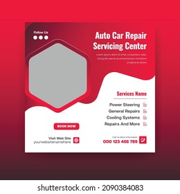 Auto and Car Repair Servicing Center Social Media Post Or Square Flyer  Post Banner Template