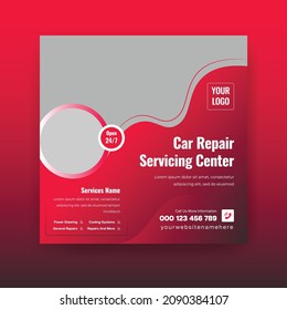 Auto and Car Repair Servicing Center Social Media Post Or Square Flyer  Post Banner Template