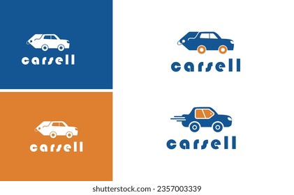 Auto Car Sell Logo Design,  Automotive Dealer Vector With Label Price Template