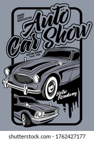 auto car show, illustration of a classic luxury car