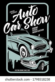 Auto Car Show, Super Classic Car Illustration
