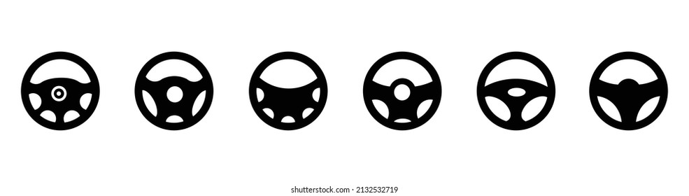 Auto car steering wheel icon set, automotive race sport sign vector illustration, steering simple logo vector illustration 