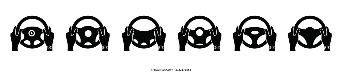 Auto car steering wheel icon set, automotive race sport sign vector illustration, driving simple logo vector illustration 
