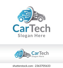 plantilla vectorial de diseño de logotipo de tecnología de automóvil