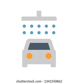Auto or car washing icon with water falling down from automatic car wash service system, spray for car washing, cleaning and other service concept. Auto and car wash to keep vehicle in best condition.
